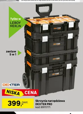 Skrzynia narzędziowa zestaw 5 w 1 Dexter Pro promocja w Leroy Merlin