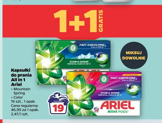 Kapsułki do prania Ariel All in 1 Pods Color promocja w Netto