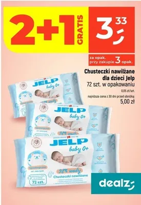 Chusteczki nawilżane dla dzieci Jelp baby 0+ promocja w Dealz