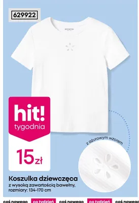 Koszulka dziewczęca z wysoką zawartością bawełny promocja w Pepco