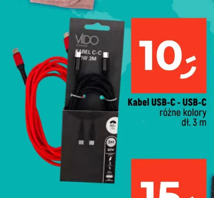 Kabel USB-C - USB-C VIDO 3 m promocja w Dealz