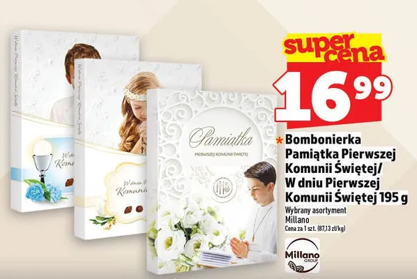 Bombonierka Pamiątka Pierwszej Komunii Świętej Millano promocja w TOPAZ