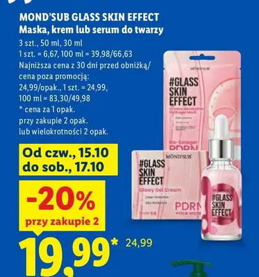 Maska do twarzy Mond'sub Glass Skin Effect promocja w Lidl