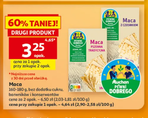Maca pszenna tradycyjna Pewni Dobrego promocja w Auchan