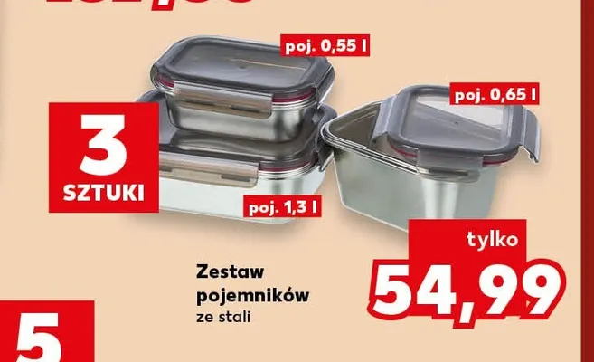 Zestaw pojemników ze stali promocja w Kaufland