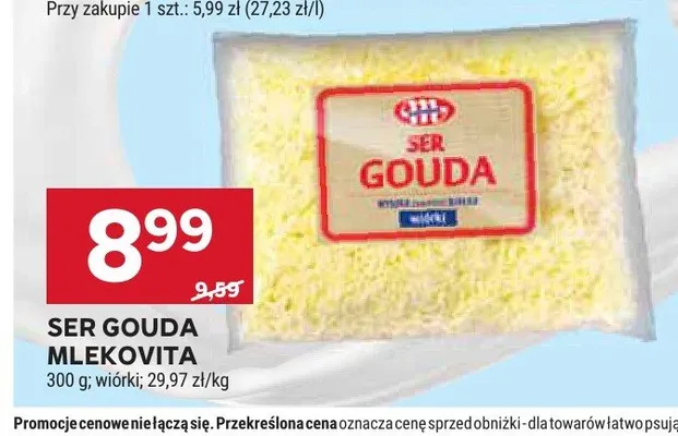Ser Gouda MLEKOVITA wiórki promocja w Stokrotka