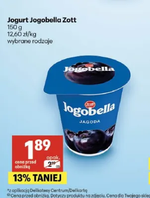 Jogurt Jogobella Zott promocja w Delikatesy Centrum