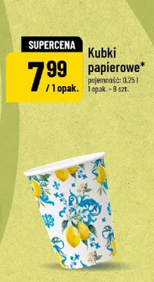 Kubki papierowe pojemność 0,25l promocja w POLOmarket