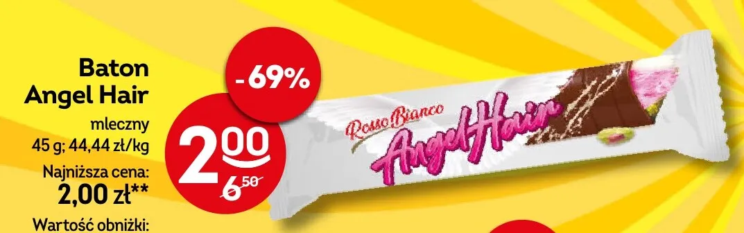 Baton Angel Hair mleczny Rosso Bianco promocja w Żabka