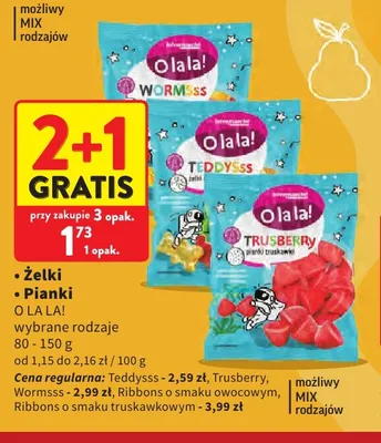 Żelki Ribbons o smaku owocowym O La La! promocja w Intermarche