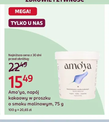 Napój kakaowy w proszku o smaku malinowym Amo'ya promocja w Rossmann