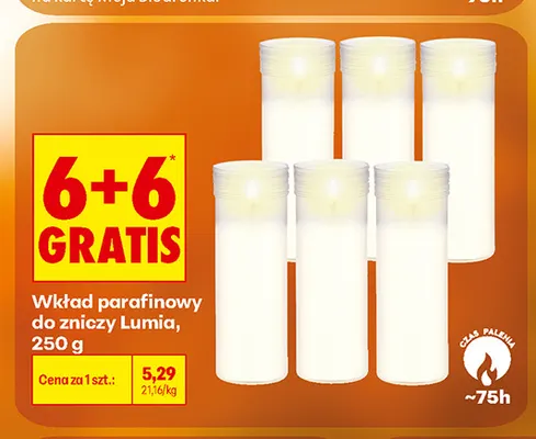 Wkład parafinowy do zniczy Lumia promocja w Biedronka
