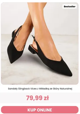 Sandały damskie Slingback Vices z wkładką ze skóry naturalnej promocja w Renee