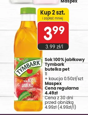 Sok jabłkowy Tymbark 100% promocja w Market Point