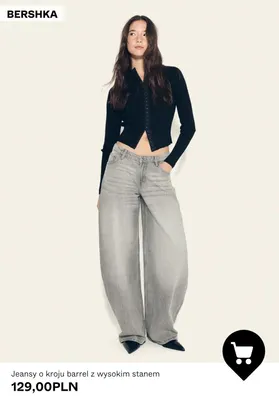 Jeansy o kroju barrel z wysokim stanem Bershka promocja w Bershka