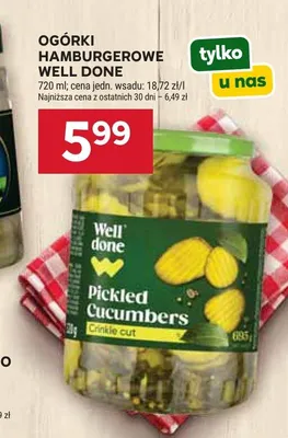 Ogórki hamburgerowe Well Done promocja w Stokrotka
