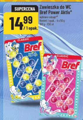 Zawieszka do WC Bref Power Aktiv wybrane rodzaje Henkel, 1 opak. - 4 x 50 g 100 g - 7,50 zł promocja w POLOmarket