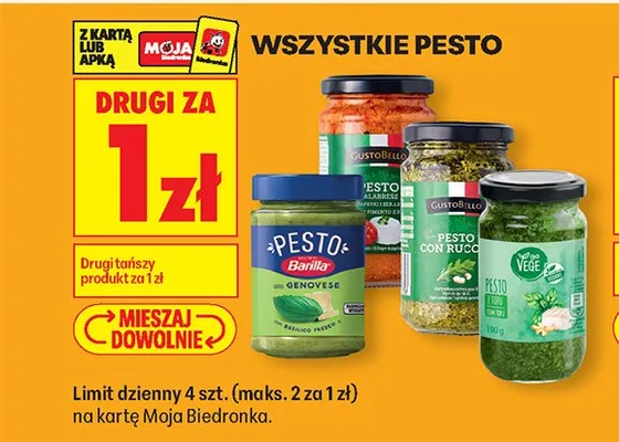 Wszystkie pesto DRUGIE ZA 1 ZŁ promocja w Biedronka