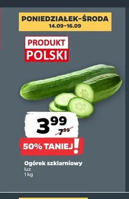 Ogórki szklarniowe promocja w Netto