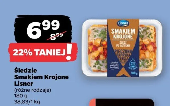 Śledzie Smakiem Krojone Lisner promocja w Netto