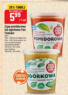 Zupa pomidorowa lub ogórkowa promocja w POLOmarket