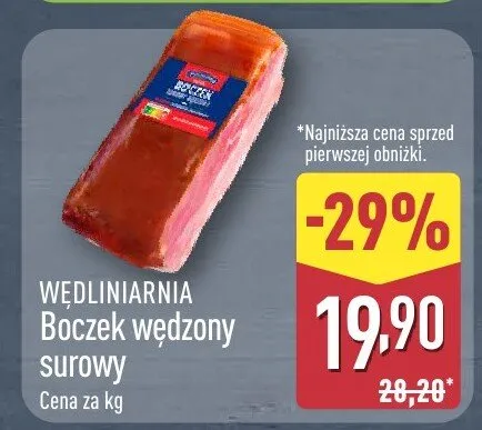Boczek wędzony surowy promocja w Aldi