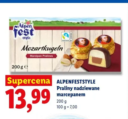 Praliny nadziewane marcepanem Alpenfest Style promocja w Lidl
