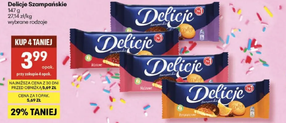 Ciastka Delicje Szampańskie promocja w Delikatesy Centrum