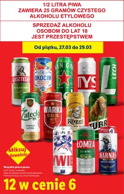 Wszystkie piwa w butelkach 12 W CENIE 6 promocja w Lidl