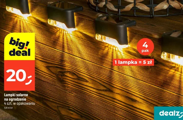 Lampki solarne na ogrodzenie 4 szt. w opakowaniu promocja w Dealz