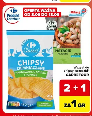 Pistacje prażone niesolone Carrefour promocja w Carrefour Market