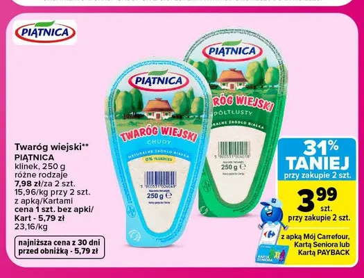 Twaróg wiejski Piątnica klinek chudy promocja w Carrefour