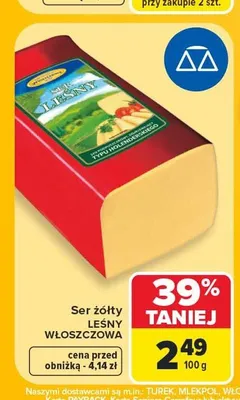Ser żółty Leśny Włoszczowa promocja w Carrefour