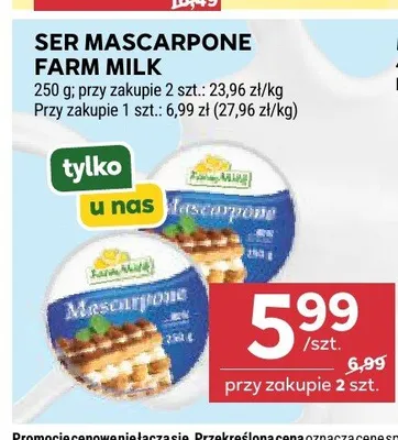 Ser mascarpone FARM MILK promocja w Stokrotka