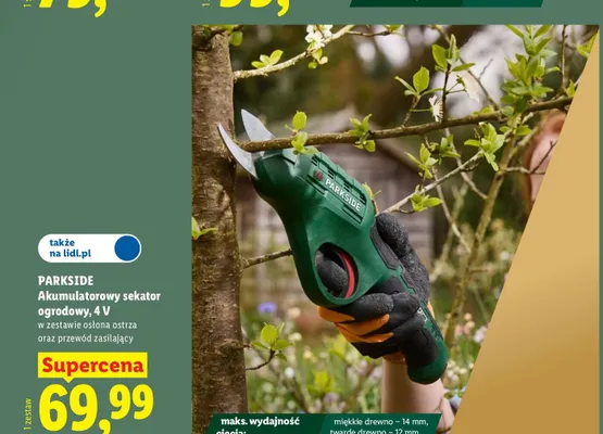 Akumulatorowy sekator ogrodowy Parkside promocja w Lidl