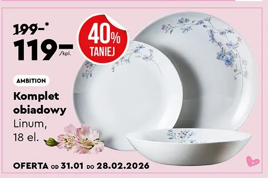 Komplet obiadowy Linum, 18 el. promocja w Biedronka Home