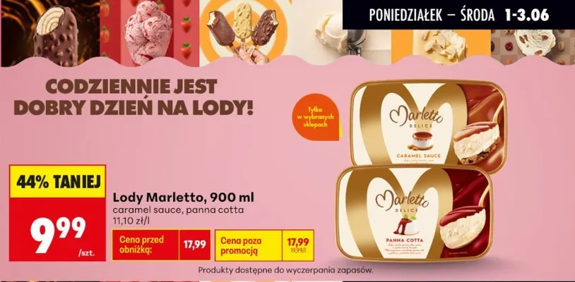 Lody Marletto caramel sauce promocja w Biedronka