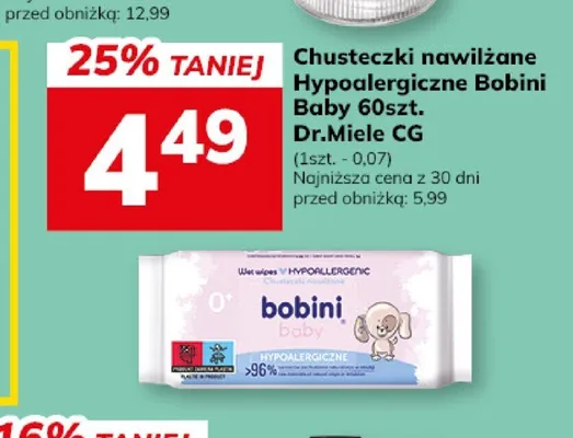 Chusteczki nawilżane Hypoalergiczne Bobini Baby promocja w Hitpol
