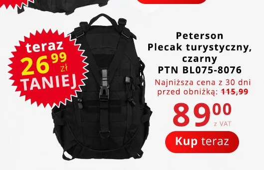 Plecak turystyczny Peterson czarny promocja w Poczta Polska