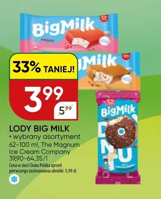 Lody Big Milk wybrany asortyment promocja w Chata Polska