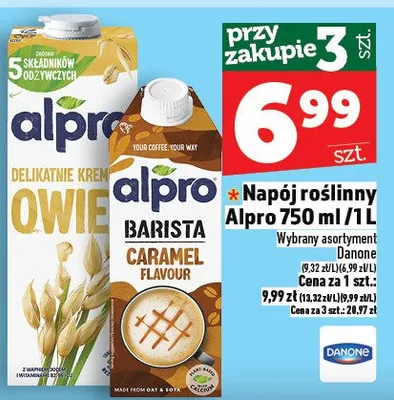 Napój roślinny Alpro 750ml/1l promocja w TOPAZ