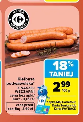 Kiełbasa podwawelska Z Naszej Wędzarni promocja w Carrefour Market