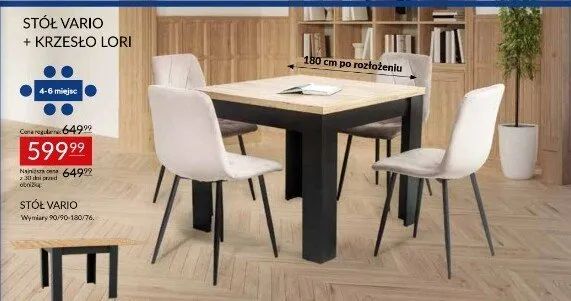 Stół Vario + Krzesło Lori promocja w Abra Meble