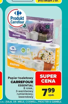 Papier toaletowy Carrefour Essential lawendowy promocja w Carrefour