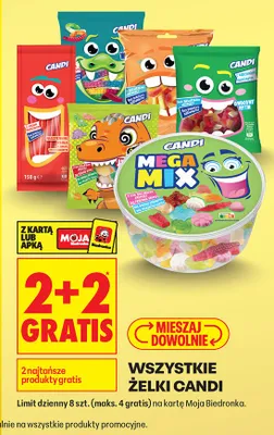 Wszystkie żelki Candi 2+2 GRATIS promocja w Biedronka
