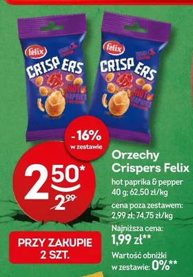 Orzechy Crispers Felix hot paprika & pepper promocja w Żabka