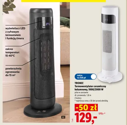 Termowentylator ceramiczny kolumnowy Tronic promocja w Lidl