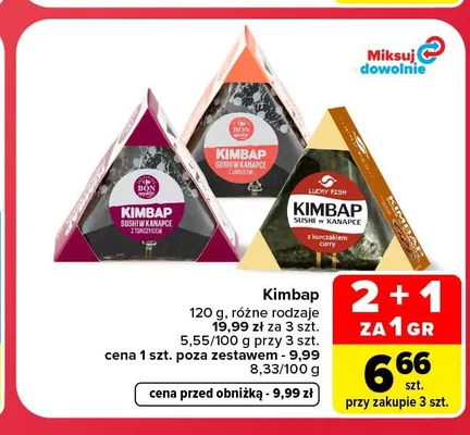 Kimbap sushi w kanapce z kurczakiem curry Lucky Fish promocja w Carrefour