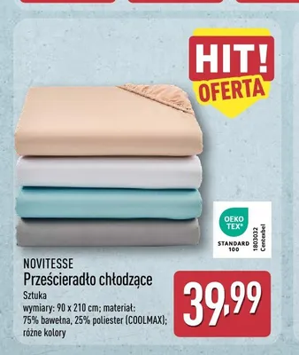 Prześcieradło chłodzące Novitesse 90x210 cm promocja w Aldi