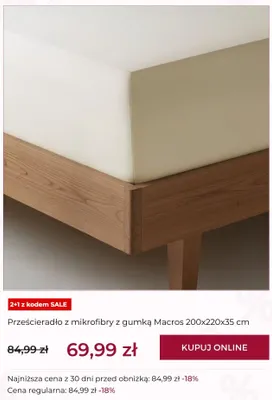 Prześcieradło z mikrofibry z gumką Home & you Macros 200x220x35 cm promocja w home&you